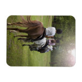 Kleine Mädchen reiten Pferde Magnet (Horizontal)