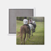 Kleine Mädchen reiten Pferde Magnet (Vorderseite/Rückseite)