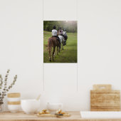 Kleine Mädchen reiten Pferde Poster (Küche)