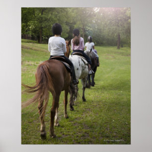 Kleine Mädchen reiten Pferde Poster