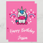 Kleine Mädchen Rosa Rainbow Unicorn (Vorne/Hinten)