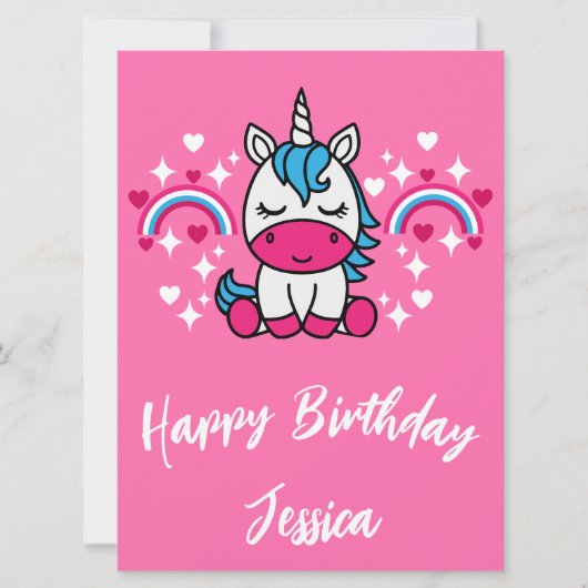 Kleine Mädchen Rosa Rainbow Unicorn (Vorderseite)