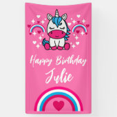 Kleine Mädchen Rosa Rainbow Unicorn Banner (Vertikal)