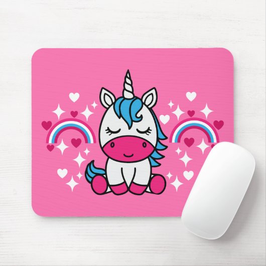 Kleine Mädchen Rosa Rainbow Unicorn Mousepad (Mit Mouse)