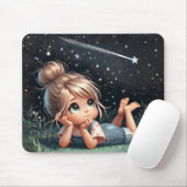 Kleine Mädchen sehen einen Shooting Star Mousepad (Mit Mouse)
