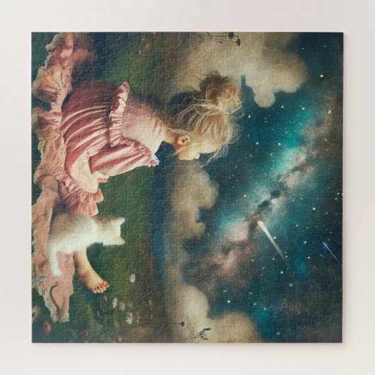 Kleine Mädchen sehen einen Shooting Star Puzzle (Horizontal)