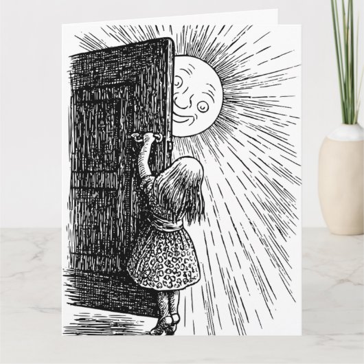 KLEINE MÄDCHEN SONNENSCHEIN KUNST BIRTHTAG GREETTE DANKESKARTE (Vorderseite)