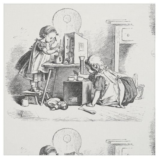Kleine Mädchen spielen Hausätzchen Stoff (Muster)