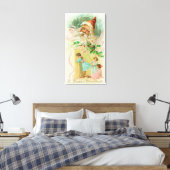 Kleine Mädchen spionieren durch die Zimmertür Leinwanddruck (Insitu (Schlafzimmer))