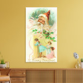 Kleine Mädchen spionieren durch die Zimmertür Leinwanddruck (Insitu (Wohnzimmer))