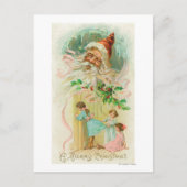 Kleine Mädchen spionieren durch die Zimmertür Postkarte (Vorderseite)