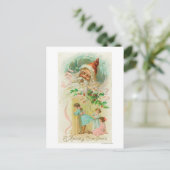 Kleine Mädchen spionieren durch die Zimmertür Postkarte (Stehend Vorderseite)