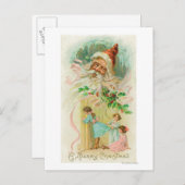 Kleine Mädchen spionieren durch die Zimmertür Postkarte (Vorne/Hinten)