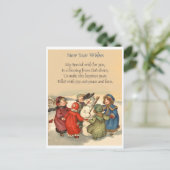 Kleine Mädchen um den Schneemann im Neuen Jahr, Vi Postkarte (Stehend Vorderseite)