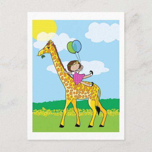 Kleine Mädchen und Giraffe Postkarte (Vorderseite)