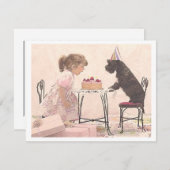 Kleine Mädchen und Hunde Celelbration Einladung (Vorne/Hinten)