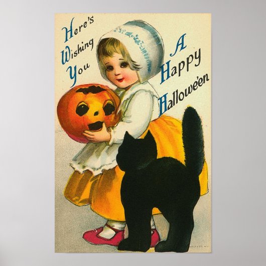 Kleine Mädchen und Katze Poster (Vorne)