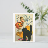 Kleine Mädchen und Katze Postkarte (Stehend Vorderseite)