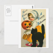 Kleine Mädchen und Katze Postkarte (Vorne/Hinten)