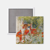 Kleine Mädchen und rote Pfeffer Magnet (Vorderseite/Rückseite)