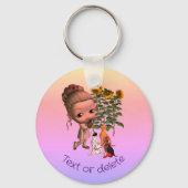 Kleine Mädchen und Welpen Niedlich Personalisiert Schlüsselanhänger (Vorderseite)