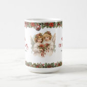 Kleine Mädchen Weihnachten Viktorianische Engel mi Kaffeetasse (Mittel)