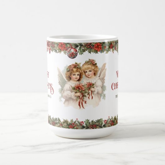 Kleine Mädchen Weihnachten Viktorianische Engel mi Kaffeetasse (Mittel)