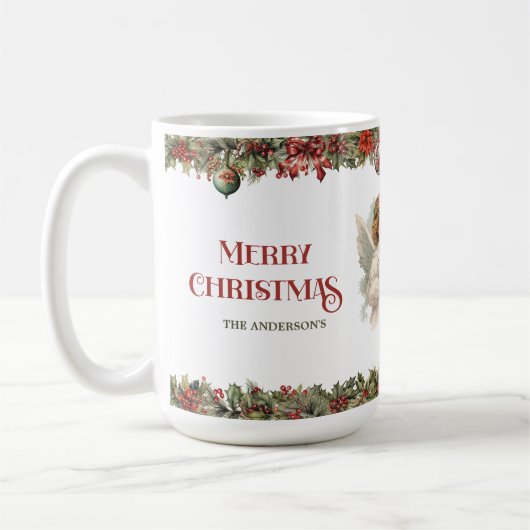 Kleine Mädchen Weihnachten Viktorianische Engel mi Kaffeetasse (Links)