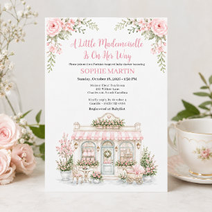Kleine Mademoiselle Pariser Café-Baby-Party Einladung