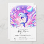 Kleine magische Dolphin-Babydusche Einladung (Vorne/Hinten)