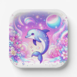 Kleine magische Dolphin-Babydusche Pappteller