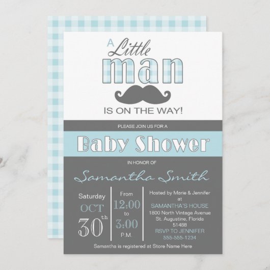 Kleine Mann-Babyparty-Einladung Einladung (Vorne/Hinten)
