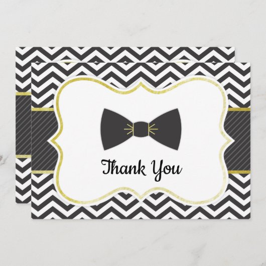 Kleine Mann-Bogen-Krawatten-Baby-Dusche danken Dankeskarte (Vorne/Hinten)