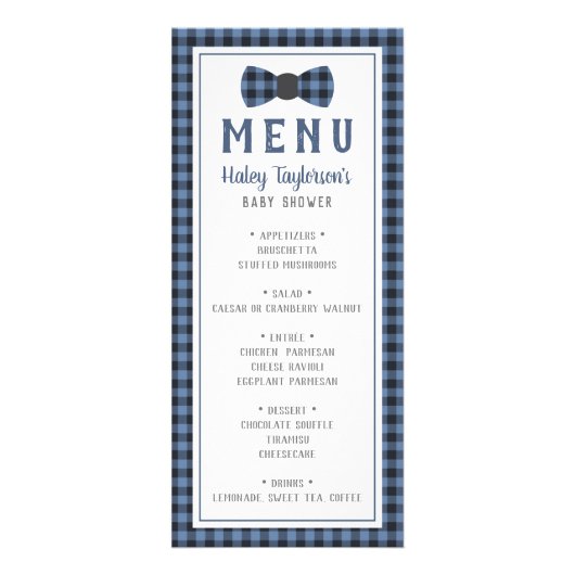 Kleine Mann-Menükarte, Babydusche Werbekarte (Vorne)