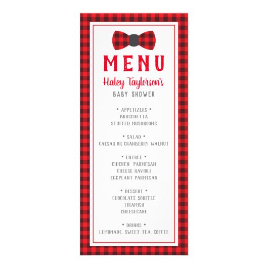 Kleine Mann-Menükarte, Babydusche Werbekarte (Vorne)