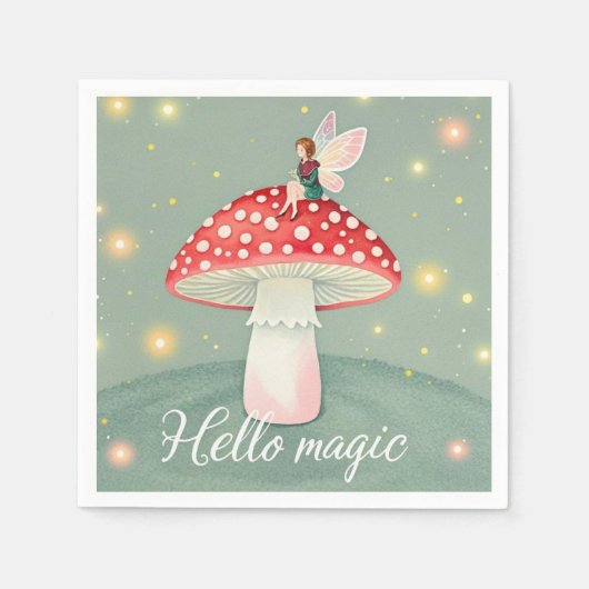 Kleine Märchen, auf Pilzen gekrönt und glühend Serviette (Vorderseite)