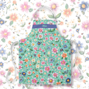 Kleine Marienkäfer, Hummeln und Blumen Muster Schürze