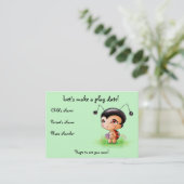 Kleine Marienkäfer-Mädchen-Spiel-Datums-Karte Telefonnummerkarte (Stehend Vorderseite)