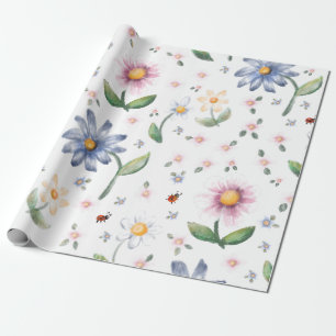 Kleine Marienkäfer und Blumenmuster Geschenkpapier