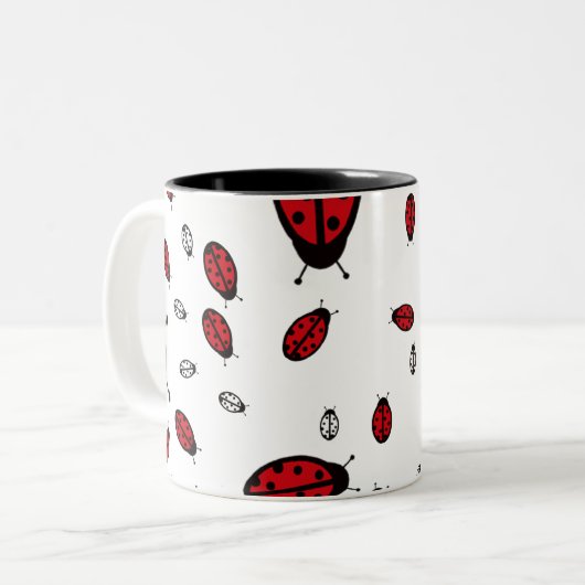 Kleine Marienkäfer-Weiß-Tasse Zweifarbige Tasse (Vorderseite Links)