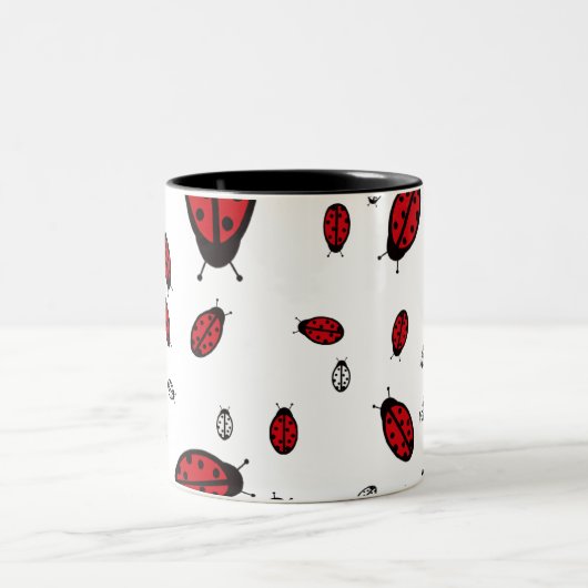 Kleine Marienkäfer-Weiß-Tasse Zweifarbige Tasse (Mittel)