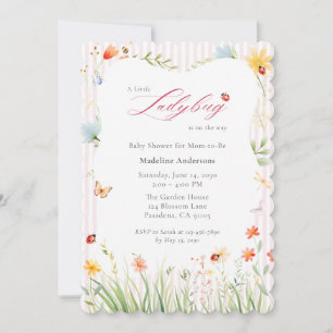 Kleine Marienkäfer-Wildblumen-Baby-Party Einladung