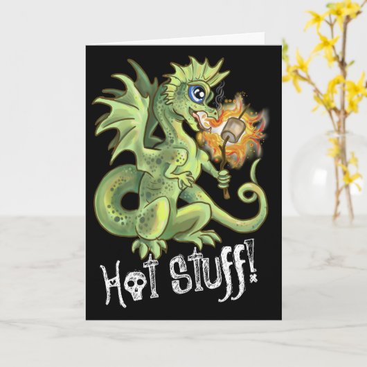 Kleine Marshmellow-Roastdrache Karte (Gelbe Blume)