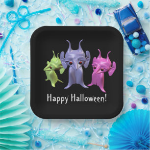 Kleine Marsianer, glückliches Halloween, personali Pappteller