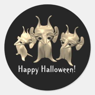 Kleine Marsianer, glückliches Halloween, personali Runder Aufkleber