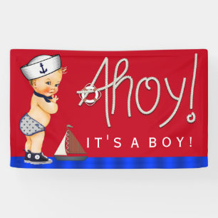Kleine Matrosen Nautical Baby Shower für Jungen Banner