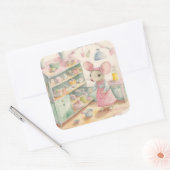 Kleine Maus auf Küchenaufkleber Quadratischer Aufkleber (Umschlag)