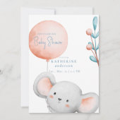 Kleine Maus Blush & Blue Baby Dusche Einladung (Vorderseite)
