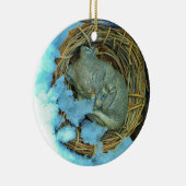 Kleine Maus im Schnee Keramik Ornament (Rechts)