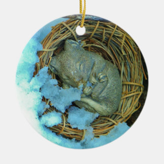 Kleine Maus im Schnee Keramik Ornament